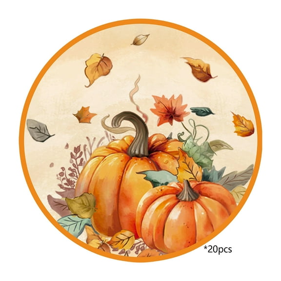 WEGFTDUOP 16pcs Thanksgiving Pumpkin Paper Plates - Multicolor Fall Disposable Plates for Party/Decor, Maple Leaf Design, Food Grade, 9.06x9.06in