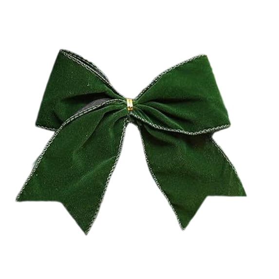 WEGFTDUOP 1pc Christmas Velvet Bow Wreath, 15cm Green Polyester Vintage Ribbon for Holiday Gift & Party Decor