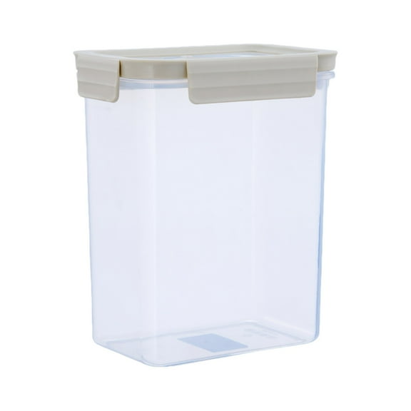 WEGFTDUOP 2.3L Push-Button Airtight Storage Box Plastic Food Canister Stackable Clear Dry Grain Container,White