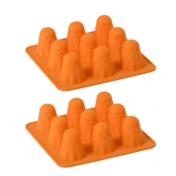 WEGFTDUOP 2-Pack Ghost Silicone Moulds Cute Halloween Chocolate Candy Ice Cube Fondant Resin Soap DIY Baking Tool Food-Grade Flexible Non-Stick -40~446°F Reusable Party Gift Kitchen Utensils
