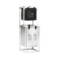 WEGFTDUOP 2-Tier Stainless-Steel Bathroom Storage Rack with Removable Dirty-Clothes Basket, Rolling 38" Slim Laundry Organizer Shelf for Toiletries, Towels Space-Saving Washer-Side Solution