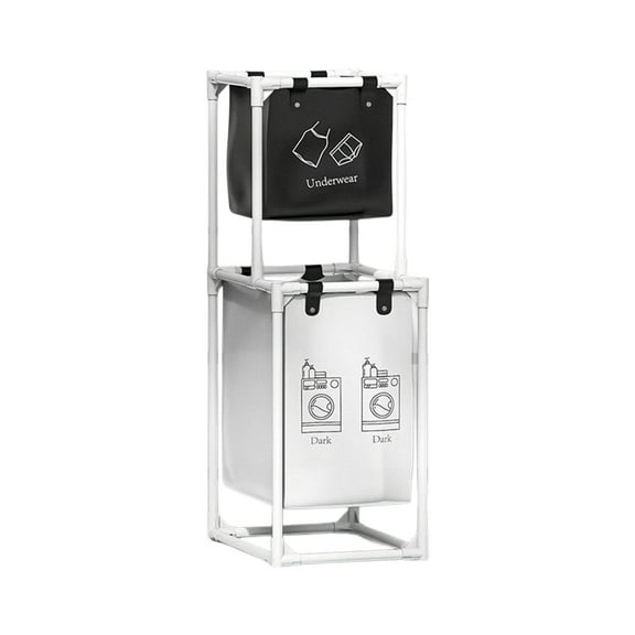 WEGFTDUOP 2-Tier Stainless-Steel Bathroom Storage Rack with Removable Dirty-Clothes Basket, Rolling 38" Slim Laundry Organizer Shelf for Toiletries, Towels Space-Saving Washer-Side Solution