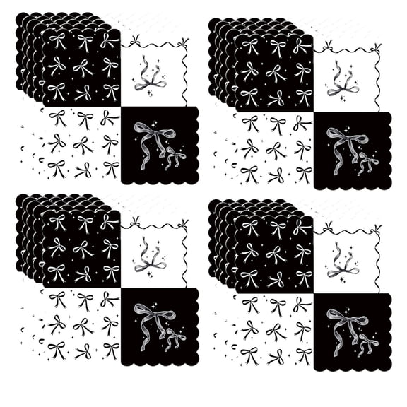 WEGFTDUOP 20 Bow-ties Napkins Bow-themed Party Decorations Bow Patterns Disposable Napkins Suitable For Baby Showers Bridal Showers Birthday Parties Etc.