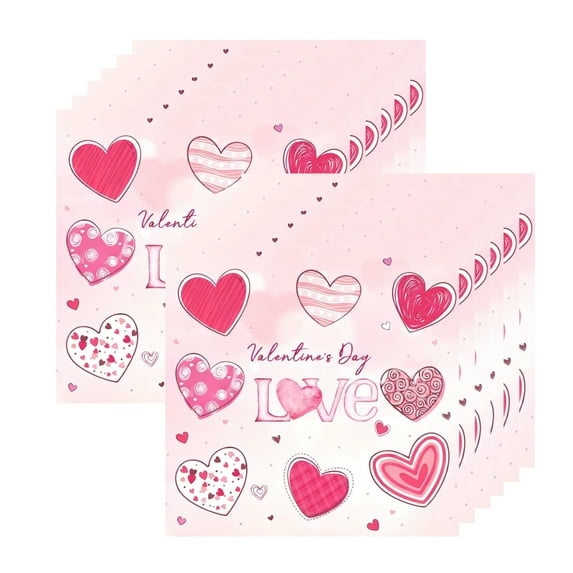 WEGFTDUOP 20 Valentines's Day Heart-Patterned Napkins Perfects For Valentines's Day Parties Decorative Disposable Handkerchiefs