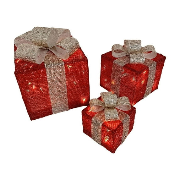 WEGFTDUOP 2024 Christmas Gift Box Set Of Three Pcs Stacking Head Ornament Iron Art Luminous Lanterns Christmas Tree Gift Box Set Jewelry