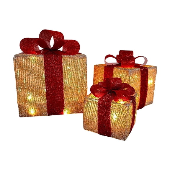 WEGFTDUOP 2024 Christmas Gift Box Set Of Three Pcs Stacking Head Ornament Iron Art Luminous Lanterns Christmas Tree Gift Box Set Jewelry