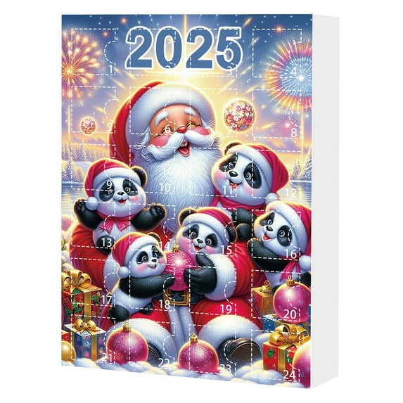 WEGFTDUOP 2025 Christmas Countdown Calendar Cute Pandass Acrylic Decoration Holiday Gifts Box For Family And Friend