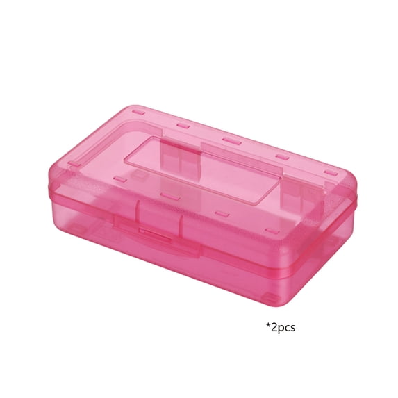 WEGFTDUOP 2PC Pencil Box Large Capacity Plastic Pencil Case Boxes Hard Pencil Case Crayon Box with Snap-tight Lid Plastic Pencil Boxes Supply Boxes for School Classroom