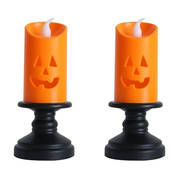 WEGFTDUOP 2pcHalloween LED Candle Light Halloween Decoration Pum-pkin Lantern