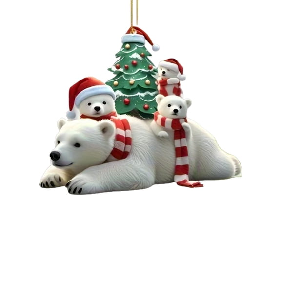 WEGFTDUOP 3.15" Acrylic Bear Xmas Tree Pendant,Multicolor Reusable Hanging Decor for Door Wall Indoor Outdoor,Lightweight 20g Holiday Gift