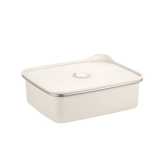 WEGFTDUOP 3.3L Fresh Keeping Box Stainless Steel Airtight Lunch Box Microwave Safe Beige Stackable Leak-Proof Food-Grade Container