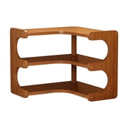 WEGFTDUOP 3-Tier Corner Desktop Shelf Wood Multi-layer Organizer 35x13x15cm Coffee Cup Mug Rack Bedroom Kitchen Office Storage Holder Space-Saving Rustic Brown 1Pc Easy Assembly