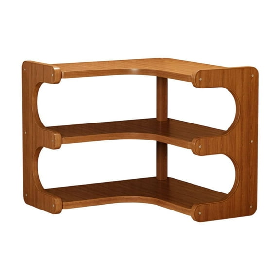 WEGFTDUOP 3-Tier Corner Desktop Shelf Wood Multi-layer Organizer 35x13x15cm Coffee Cup Mug Rack Bedroom Kitchen Office Storage Holder Space-Saving Rustic Brown 1Pc Easy Assembly