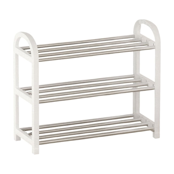WEGFTDUOP 3-Tier Shoe Rack, 45x38x19cm 1Pc White Plastic Storage Organizer, Tool-Free Adjustable Space-Saving Shelf for Entryway Dorm Bedroom
