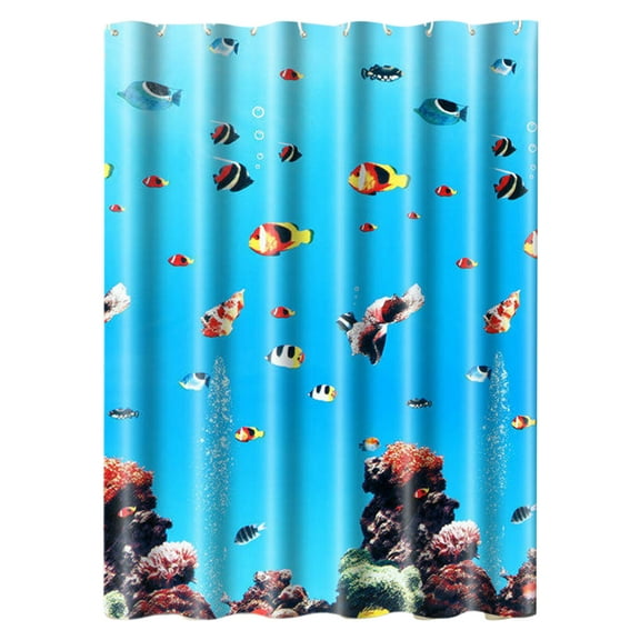 WEGFTDUOP 31.5x71 in Waterproof Plastic Shower Curtain with 6 Rings, Ocean-Themed Bathroom Partition, No-Punch Door/Window Hanging