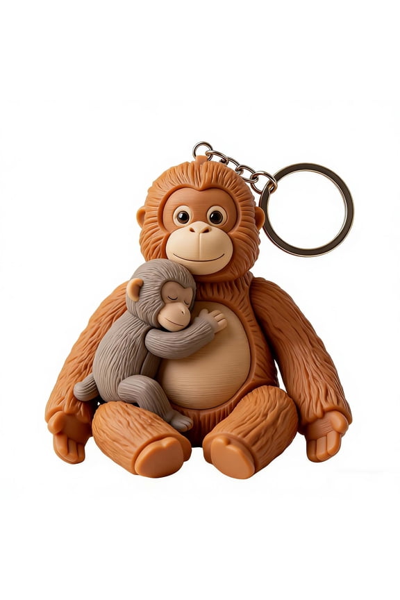 3D Monkey Statue Keychain Pendant, Cute Hanging Decoration for Bags