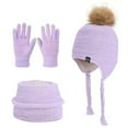 thumbnail image 1 of WEGFTDUOP 4-10 Years Old Boys And Girls Winter Outdoor Plus Velvet Warm Children's Ear Protection Knitted Wool Hat Neck Glove Three-piece Set, 1 of 4