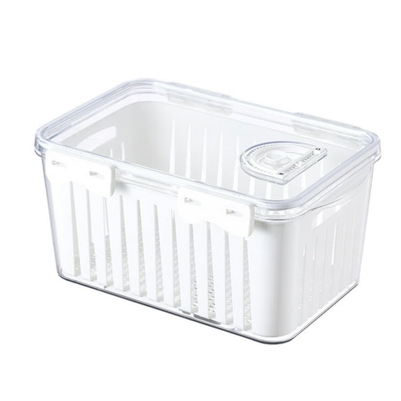 WEGFTDUOP 4.5L Fresh Keeping Box Lunch Box Stackable Fridge Organizer BPA-Free Reusable Food Storage Container with Drain Basket & Date Dial