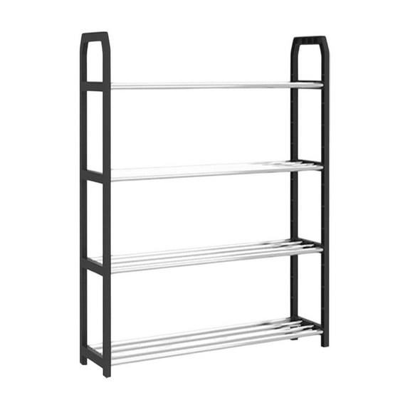 WEGFTDUOP 4-Tier Quick-Assemble Plastic Shoe Rack 58x56x19 cm Space-Saving Storage Shelf for Entryway Dorm Bedroom Bathroom Lightweight Ventilated Multi-Pair Organizer
