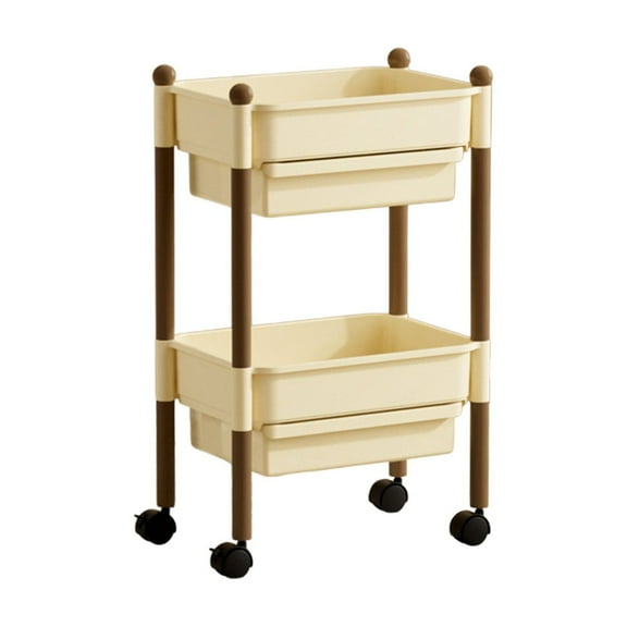 WEGFTDUOP 4-Tier Rolling Plastic Storage Cart 24" Slim Slide-Out Pantry Rack with Drawers Mobile Multi-Layer Organizer for Living Room Kitchen Snacks Laundry Lightweight Easy-Assemble