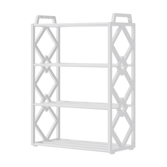 WEGFTDUOP 4-Tier Shoe Rack Organizer, 1Pc White Plastic 21.46x18.5x7.4in Slatted Shoe Storage Rack, Tool-Free Assembly Shoe Holder for Bedroom Closet Entryway Garage