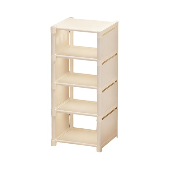 WEGFTDUOP 4-Tier Space-Saving Shoe Rack, 28.74x10.63x10.24 Inch 1-Pack White Plastic Shoe Cabinet, Multi-Layer Storage Organizer for Home Doorway Dormitory