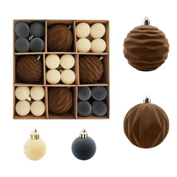 WEGFTDUOP 44 Pcs Velvet Christmas Balls Flocked Christmas Tree Ornaments Plastic Balls Xmas Decorative Hanging Ornaments Christmas Tree Decoration
