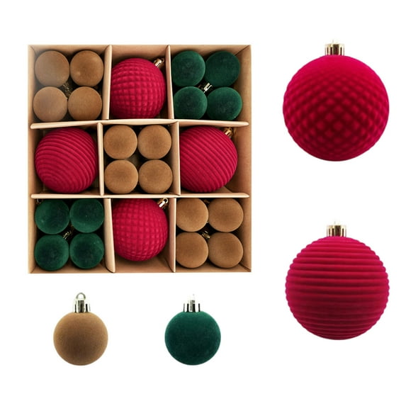 WEGFTDUOP 44 Pcs Velvet Christmas Balls Flocked Christmas Tree Ornaments Plastic Balls Xmas Decorative Hanging Ornaments Christmas Tree Decoration