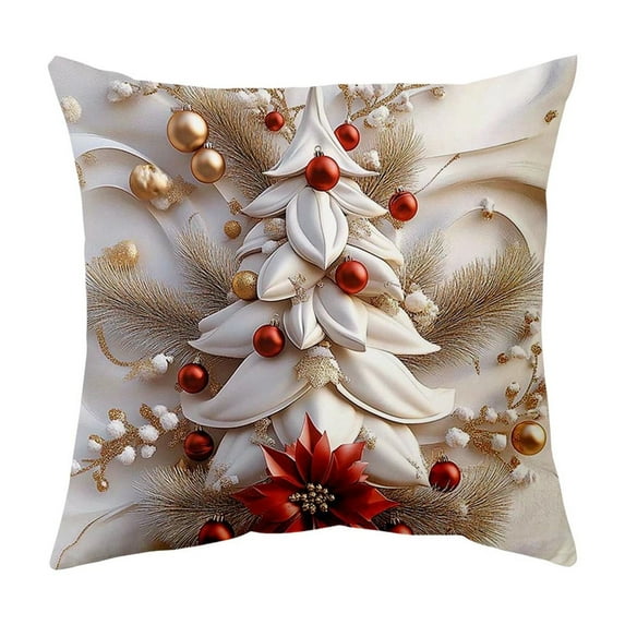 WEGFTDUOP 45x45 cm Christmas Pillow Cover Set of 1, Linen-Look Festive Home Decoration Cushion Case for Sofa Couch Holiday Décor