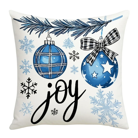 WEGFTDUOP 45x45cm Blue Snowman Christmas Pillow Cover,Super Soft Short Plush,Hidden Zipper,Machine Washable,Holiday Sofa Décor,45 cm Square Festive Cushion Case