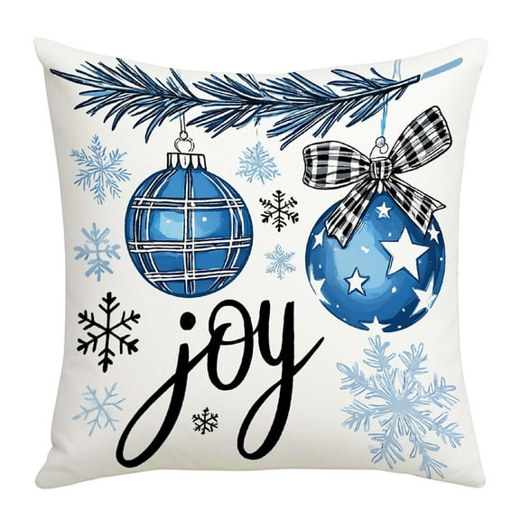 WEGFTDUOP 45x45cm Blue Snowman Christmas Pillow Cover,Super Soft Short Plush,Hidden Zipper,Machine Washable,Holiday Sofa Décor,45 cm Square Festive Cushion Case