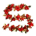 thumbnail image 1 of WEGFTDUOP 5.9 FT Christmas Garland Artificial Christmas Garland With Holly Leaves Poinsettia Xmas Garland For Fireplace Mantle Stairecase Indoor Outdoor, 1 of 1