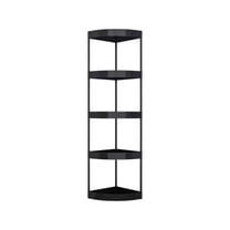 WEGFTDUOP 5-Tier Corner Bathroom Storage Rack 42.5" Slim Floor Shelf Plastic Stainless Steel Adjustable Rollers Hollow Drainage Guardrail Space-Saving Kitchen Gap Organizer