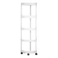 thumbnail image 1 of WEGFTDUOP 5-Tier Rolling Corner Shelf Cart, 13.5"x41" Plastic Mobile Bathroom & Kitchen Storage Organizer, Triangular Slim Rack with Lock Wheels, Waterproof Snack/Shampoo/Towel Holder, 1 of 6