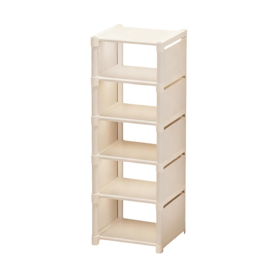 WEGFTDUOP 5-Tier Space-Saving Shoe Rack, 28.74x10.63x10.24 Inch 1-Pack White Plastic Shoe Cabinet, Multi-Layer Storage Organizer for Home Doorway Dormitory