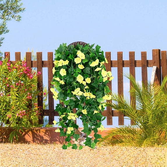 WEGFTDUOP 5-pronged Imitation Morning Wall Hanging Trumpet Flower Imitation Flower Rattan Decorative Flower Chlorophytum Comosum
