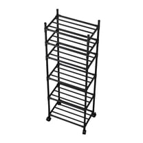 WEGFTDUOP 6-Tier Plastic Rolling Storage Cart 66.9" Tall, Slim Narrow Mobile Shelf Unit for Kitchen/Living Room/Bathroom, Organizer Trolley with Wheels & Breathable Holes, 3.97 lb Light Duty