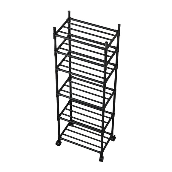 WEGFTDUOP 6-Tier Plastic Rolling Storage Cart 66.9" Tall, Slim Narrow Mobile Shelf Unit for Kitchen/Living Room/Bathroom, Organizer Trolley with Wheels & Breathable Holes, 3.97 lb Light Duty
