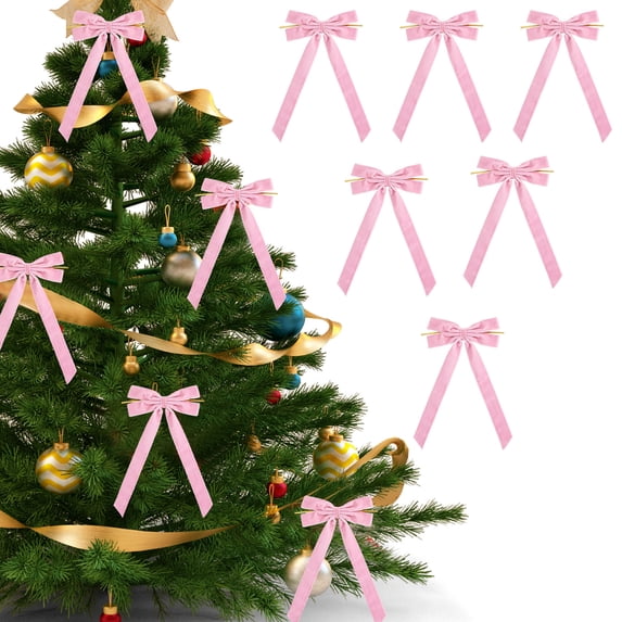 WEGFTDUOP 6pcs Velvet Christmas Bows For Christmas Tree Wreath Gift Wrap Crafts Wedding Party Bows For Snack Bags Baking Candy Bags Home Decoration