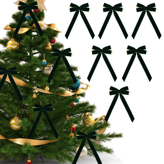 WEGFTDUOP 6pcs Velvet Christmas Bows For Christmas Tree Wreath Gift Wrap Crafts Wedding Party Bows For Snack Bags Baking Candy Bags Home Decoration