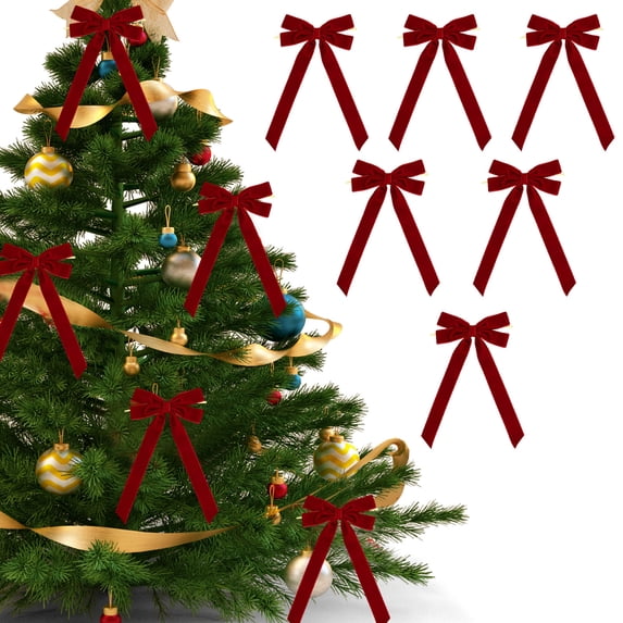 WEGFTDUOP 6pcs Velvet Christmas Bows For Christmas Tree Wreath Gift Wrap Crafts Wedding Party Bows For Snack Bags Baking Candy Bags Home Decoration