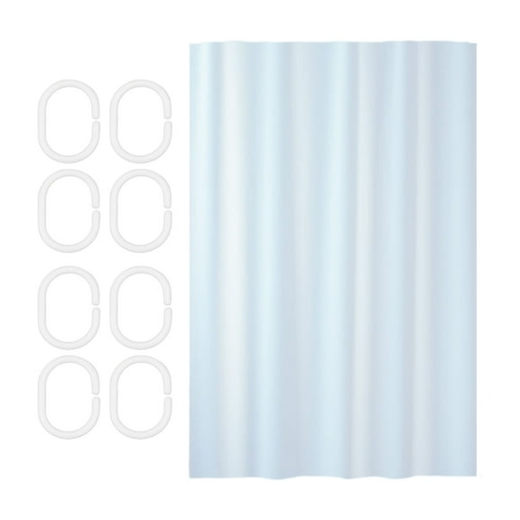 WEGFTDUOP 70x31" White Shower Curtain 6 Hooks No-Drill Plastic Liner Grid Pattern Water-Resistant Bathroom Toilet Partition Curtain