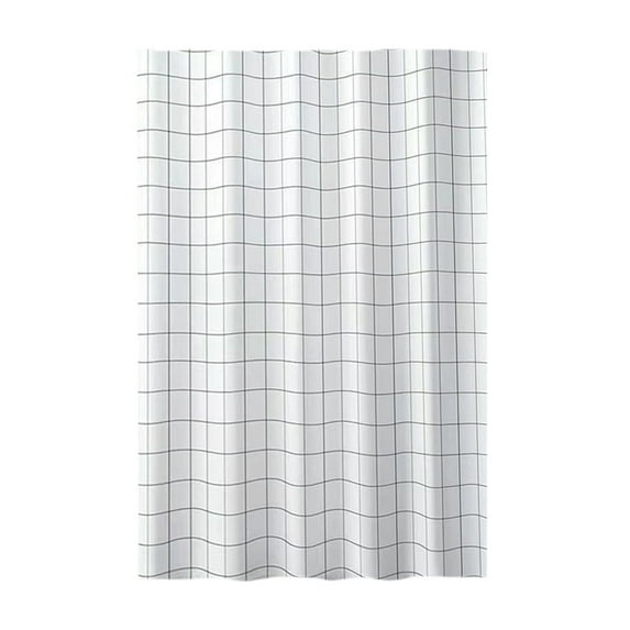 WEGFTDUOP 70x31" White Shower Curtain 6 Hooks No-Drill Plastic Liner Grid Pattern Water-Resistant Bathroom Toilet Partition Curtain