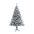 thumbnail image 1 of WEGFTDUOP 7FT Premium Snow Flocked Realistic artificial Christmas trees Hinged Pine Full Holiday Xmas Tree for Home Office Party Decoration, 1 of 8