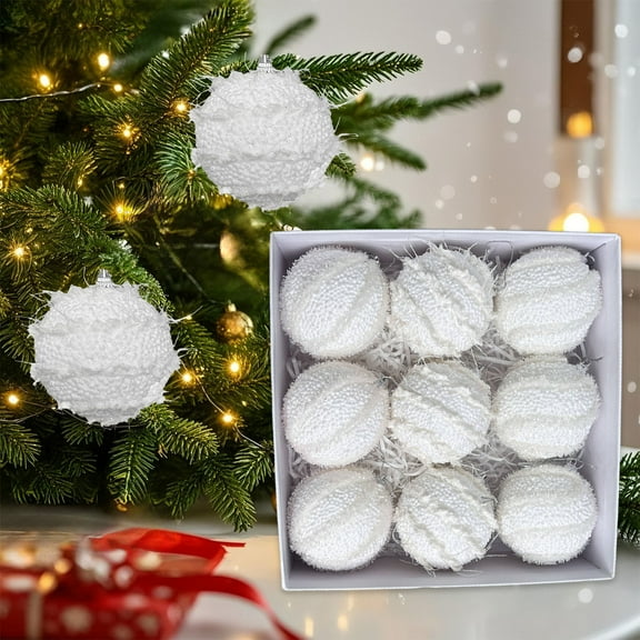 WEGFTDUOP 9pcs Gift Boxed Soft Macaron Christmas Ball Decorative Hanging Ornaments