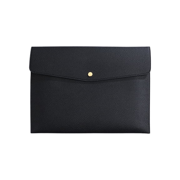 WEGFTDUOP A4 Waterproof Leather File Folder, Document Case with Removable Hand Strap for Office