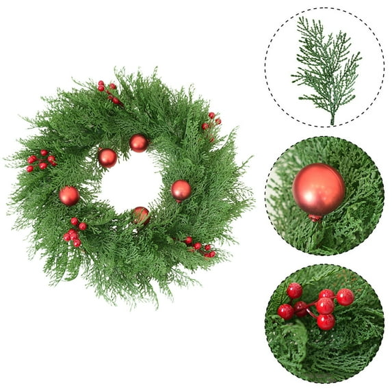 WEGFTDUOP Artificial Door Ring Hanging Decoration With Christmas Leaves Red Berries And Wreath