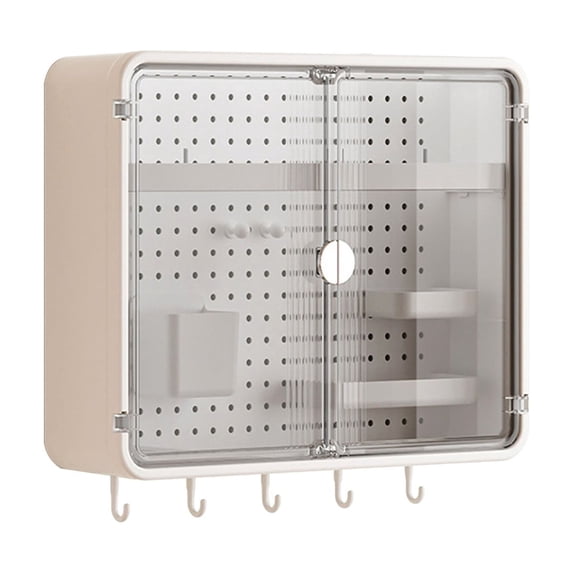 WEGFTDUOP Bathroom Wall Mounted Storage Cabinet with Double Doors & Pegboard, Multifunctional Vanity Organizer
