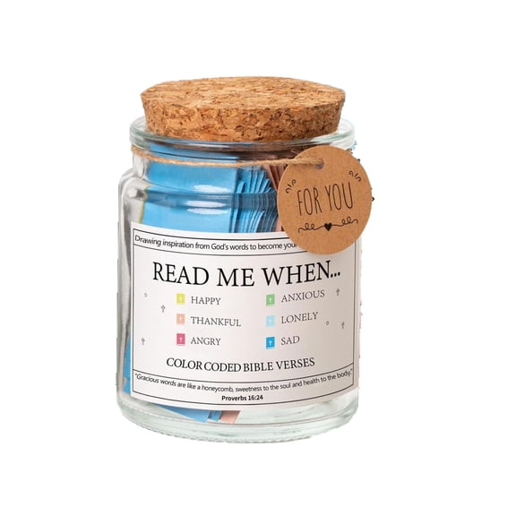 WEGFTDUOP Bible Verses In Jar, Clear Glass Material, 6.59cm Size, 1 Pack 320g Scripture Verse Jar, Inspirational Scripture Jar, Daily Meditation, Home Decor Accessory