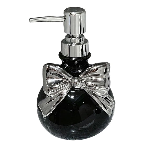 WEGFTDUOP Bowknot Ceramic Soap Dispenser Set Refillable Lotion Pump Bottle for Kitchen Bathroom Vanity Decoration